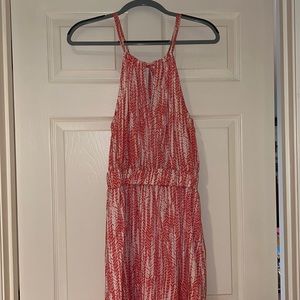 Pink and white maxi dress